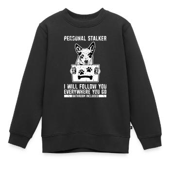 Persönlicher Stalker Ich werde dir folgen, wo immer du bist - Kinder Premium Organic Sweatshirt - Schwarz - Vorne - AI Model Kid Female (0cm)