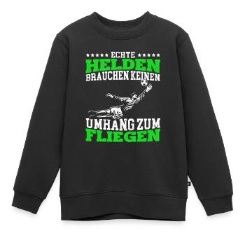 Echte Helden brauchen keinen Umhang zum Fliegen - - Kinder Premium Organic Sweatshirt - Schwarz - Vorne - AI Model Kid Female (0cm)