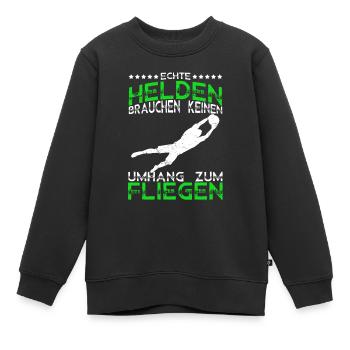 Echte Helden brauchen keinen Umhang zum Fliegen - - Kinder Premium Organic Sweatshirt - Schwarz - Vorne - AI Model Kid Female (0cm)