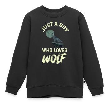 Junge liebt Wölfe Vollmond Wolf Rudel - Kinder Premium Organic Sweatshirt - Schwarz - Vorne - AI Model Kid Female (0cm)