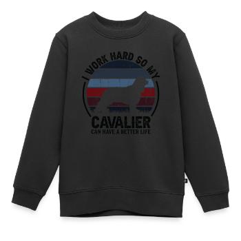 Travaillez dur - Retro Cavalier - Sweat Premium enfant bio - noir - Devant - AI Model Kid Female (0cm)