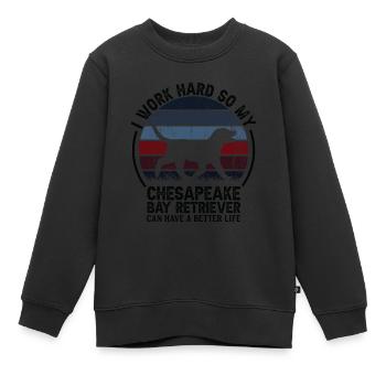 Travailler dur - Rétro Cavalier - Sweat Premium enfant bio - noir - Devant - AI Model Kid Female (0cm)
