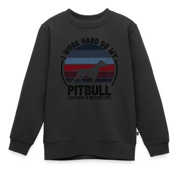 Travaillez dur - Retro Pitbull - Sweat Premium enfant bio - noir - Devant - AI Model Kid Female (0cm)