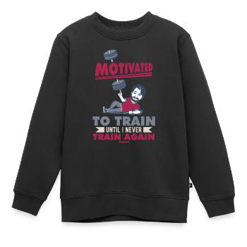 Motivation - Sweat Premium enfant bio - noir - Devant - AI Model Kid Female (0cm)