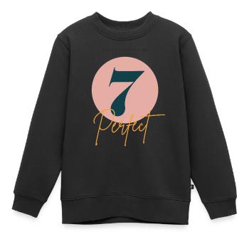 Sieben perfekt - Kinder Premium Organic Sweatshirt - Schwarz - Vorne - AI Model Kid Female (0cm)