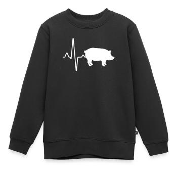 Schwein Herzschlag - Kinder Premium Organic Sweatshirt - Schwarz - Vorne - AI Model Kid Female (0cm)