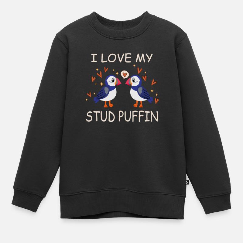 J’adore ma relation stud puffin puffin - Sweat Premium enfant bio - noir
