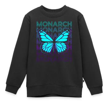 Monarque Papillon Rétro - Sweat Premium enfant bio - noir - Devant - AI Model Kid Female (0cm)