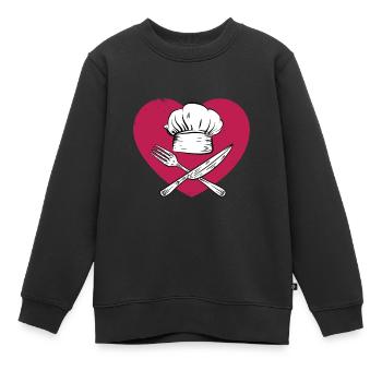 Chef Chef Chapeau de chef Gastronomie Cuisine - Sweat Premium enfant bio - noir - Devant - AI Model Kid Female (0cm)