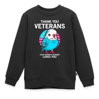 Thank you Veterans Your favorite budgies - Kinder Premium Organic Sweatshirt - Schwarz - Vorne - AI Model Kid Female (0cm)
