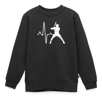 Battement de cœur de baseball - Sweat Premium enfant bio - noir - Devant - AI Model Kid Female (0cm)