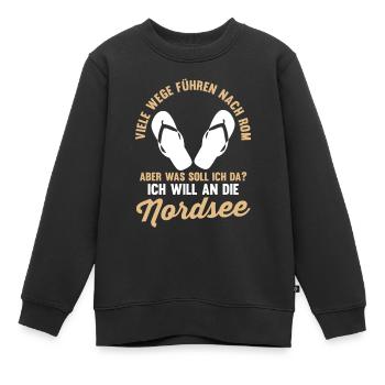 Ich will an die Nordsee - Kinder Premium Organic Sweatshirt - Schwarz - Vorne - AI Model Kid Female (0cm)
