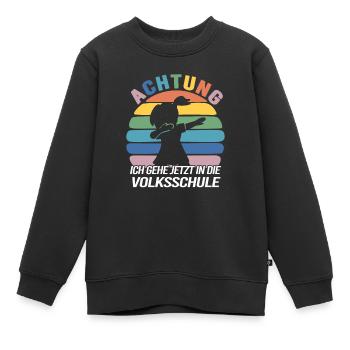 Achtung Ich Gehe Jetzt In Die Volksschule - Kinder Premium Organic Sweatshirt - Schwarz - Vorne - AI Model Kid Female (0cm)