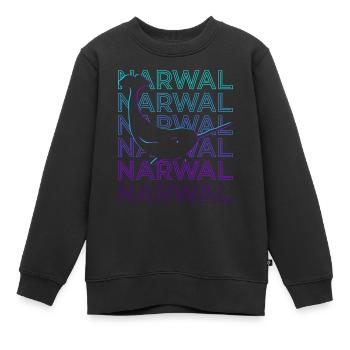 Narwal Narwhal Retro - Kinder Premium Organic Sweatshirt - Schwarz - Vorne - AI Model Kid Female (0cm)