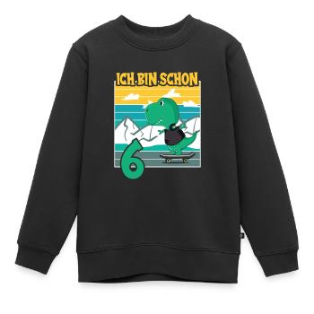 Dino Geburtstagsmotiv 6 Jahre Jungen Geschenkidee - Kinder Premium Organic Sweatshirt - Schwarz - Vorne - AI Model Kid Female (0cm)