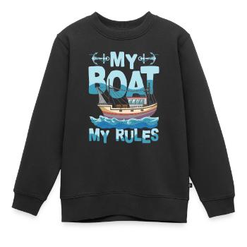 My Boat My Rules für einen Segler Kapitän Skipper - Kinder Premium Organic Sweatshirt - Schwarz - Vorne - AI Model Kid Female (0cm)