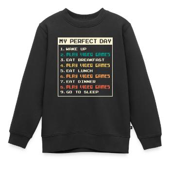 Vintage My Perfect Day Video Video Games - Kinder Premium Organic Sweatshirt - Schwarz - Vorne - AI Model Kid Female (0cm)