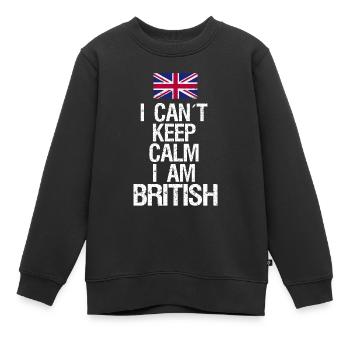 Je ne peux pas garder mon calme Je suis britannique - Sweat Premium enfant bio - noir - Devant - AI Model Kid Female (0cm)