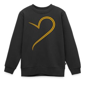 Simpeles Halbes Gelbes Herz - Kinder Premium Organic Sweatshirt - Schwarz - Vorne - AI Model Kid Female (0cm)