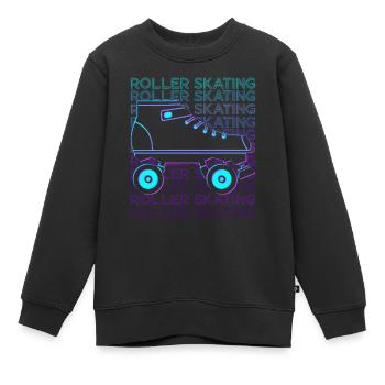 Rollschuhlaufen Rollschuhläufer Rollschuhe Retro - Kinder Premium Organic Sweatshirt - Schwarz - Vorne - AI Model Kid Female (0cm)