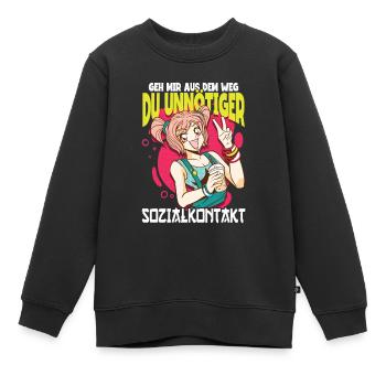 Anime Spruch Weeb Otaku - Kinder Premium Organic Sweatshirt - Schwarz - Vorne - AI Model Kid Female (0cm)