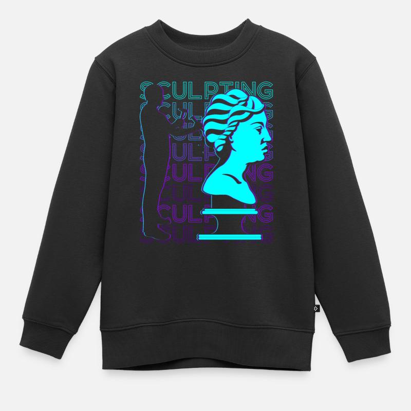 Bildhauerei Bildhauer Retro - Kinder Premium Organic Sweatshirt - Schwarz