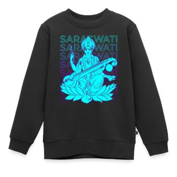 Saraswati Hindu-Göttin Hindu-Mythologie - Kinder Premium Organic Sweatshirt - Schwarz - Vorne - AI Model Kid Female (0cm)