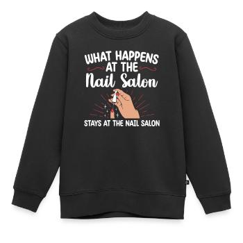 Was passiert im Salon bleibt da Schönheitssalon - Kinder Premium Organic Sweatshirt - Schwarz - Vorne - AI Model Kid Female (0cm)
