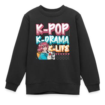 Design pop coréen pour un fan de mode K-Pop - Sweat Premium enfant bio - noir - Devant - AI Model Kid Female (0cm)