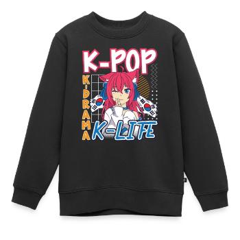Design pop coréen pour un fan de mode K-Pop - Sweat Premium enfant bio - noir - Devant - AI Model Kid Female (0cm)