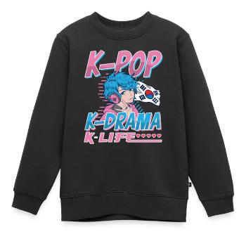Design pop coréen pour un fan de mode K-Pop - Sweat Premium enfant bio - noir - Devant - AI Model Kid Female (0cm)