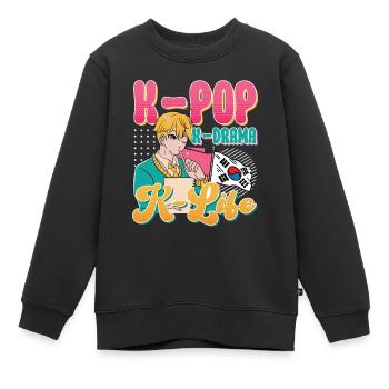 Design pop coréen pour un fan de mode K-Pop - Sweat Premium enfant bio - noir - Devant - AI Model Kid Female (0cm)