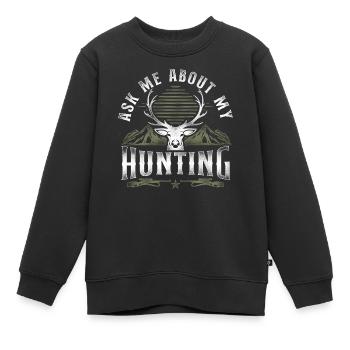 Cerf Chasse Cerf Chasseur Vintage - Sweat Premium enfant bio - noir - Devant - AI Model Kid Female (0cm)