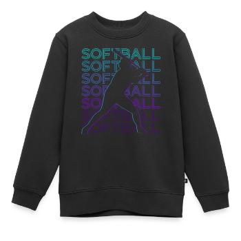 Joueur de Softball Rétro - Sweat Premium enfant bio - noir - Devant - AI Model Kid Female (0cm)