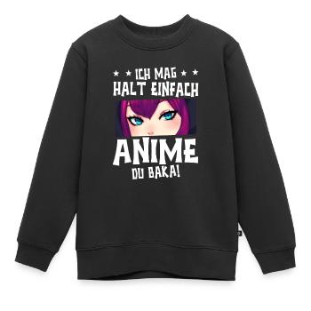 Anime Spruch Weeb Otaku - Kinder Premium Organic Sweatshirt - Schwarz - Vorne - AI Model Kid Female (0cm)