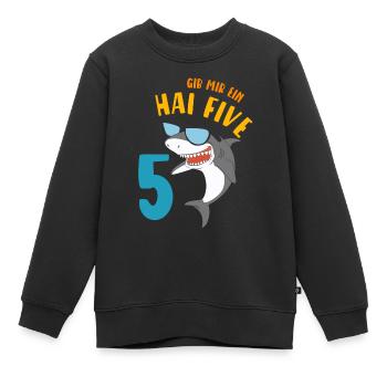 Hai Five Geburtstagsmotiv 5 Jahre Jungen Geschenk - Kinder Premium Organic Sweatshirt - Schwarz - Vorne - AI Model Kid Female (0cm)
