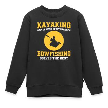 Kajakfahren Und Bogenfischen - Kinder Premium Organic Sweatshirt - Schwarz - Vorne - AI Model Kid Female (0cm)