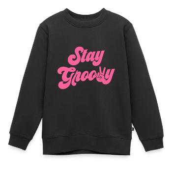 Stay Groovy - Kinder Premium Organic Sweatshirt - Schwarz - Vorne - AI Model Kid Female (0cm)