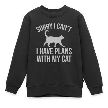 Sorry I Cant I Have Plans With My Cat - Kinder Premium Organic Sweatshirt - Schwarz - Vorne - AI Model Kid Female (0cm)