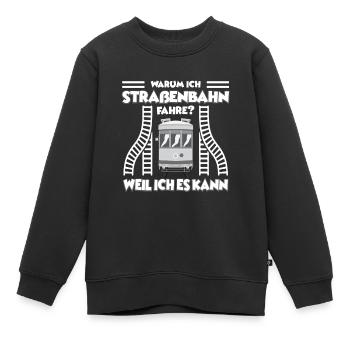 Straßenbahn Straßenbahnfahrer Tram Trambahn - Kinder Premium Organic Sweatshirt - Schwarz - Vorne - AI Model Kid Female (0cm)