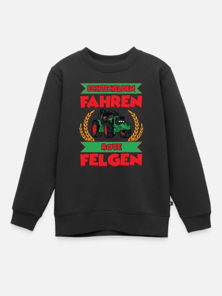 Echte Helden fahren rote Felgen - Kinder Premium Organic Sweatshirt - Schwarz