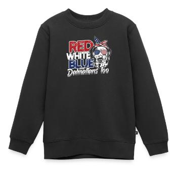 Rouge Blanc Bleu et Dalmatiens aussi - noir et - Sweat Premium enfant bio - noir - Devant - AI Model Kid Female (0cm)