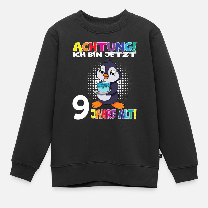Kindergeburtstag Ich Bin Jetzt 9 Jahre - Kinder Premium Organic Sweatshirt - Schwarz