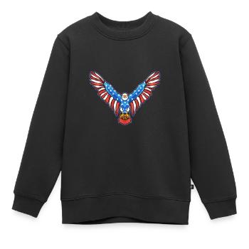 American Bald Eagle American 4th of July Patriotic - Kinder Premium Organic Sweatshirt - Schwarz - Vorne - AI Model Kid Female (0cm)