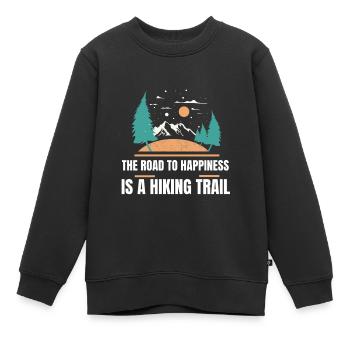 la route du bonheur est un sentier de randonnée - Sweat Premium enfant bio - noir - Devant - AI Model Kid Female (0cm)