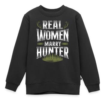 Mariage de chasseur de chasseurs de cerfs de Buck - Sweat Premium enfant bio - noir - Devant - AI Model Kid Female (0cm)