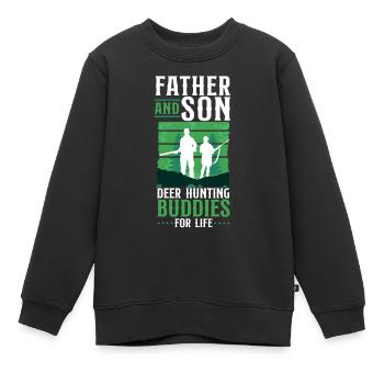 Cerf chasse chasseur père - Sweat Premium enfant bio - noir - Devant - AI Model Kid Female (0cm)