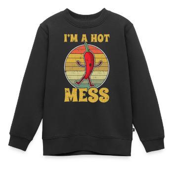 Retro Vintage Hot Chili Spicy Cute Pepper - Kinder Premium Organic Sweatshirt - Schwarz - Vorne - AI Model Kid Female (0cm)