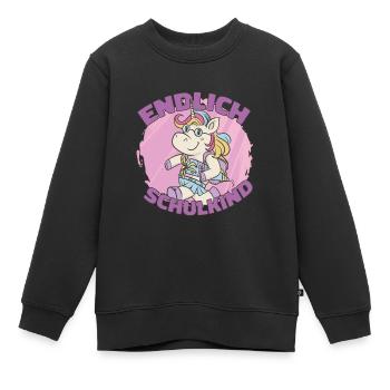 Endlich Schulkind Endlich Schulkind Geschenk Inspi - Kinder Premium Organic Sweatshirt - Schwarz - Vorne - AI Model Kid Female (0cm)