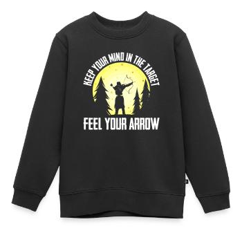 Tir à l’arc Flèche Tir à l’arc Tir à l’arc - Sweat Premium enfant bio - noir - Devant - AI Model Kid Female (0cm)